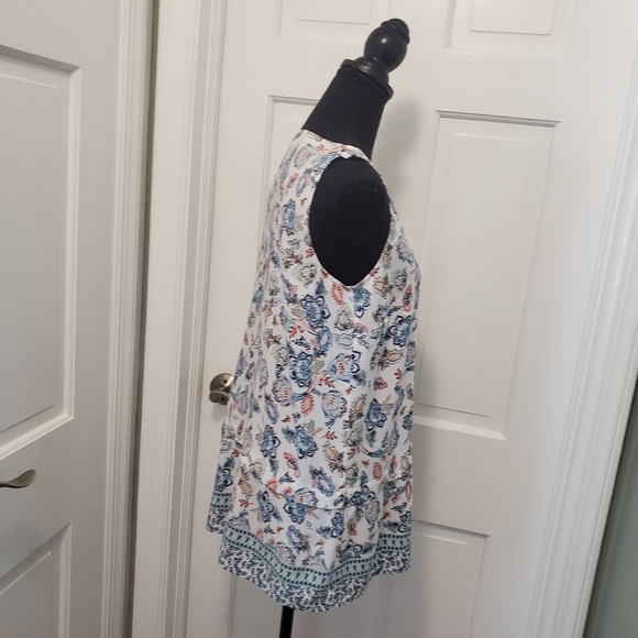 J. Jill Floral Print Sleeveless 100% Rayon Top Size XS, Colorful, Preppy - Picture 4 of 10